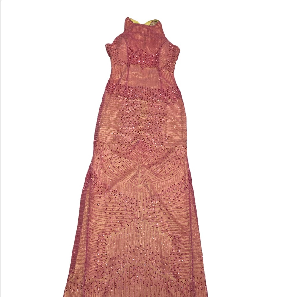 PINK BEADED SILK FORMAL SIZE 4